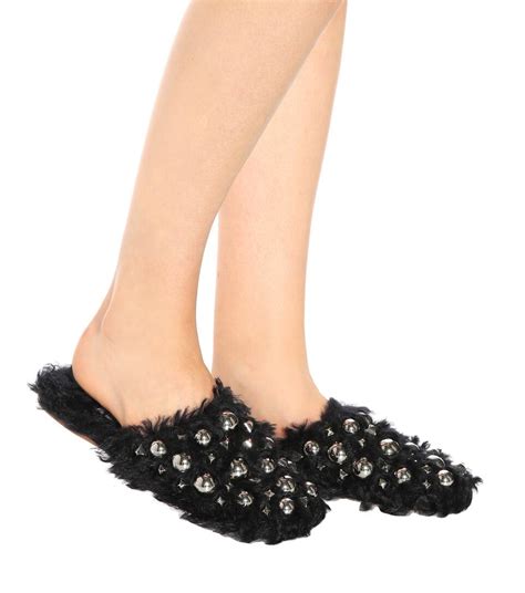 miu miu fur slippers|miu mi u shoes.